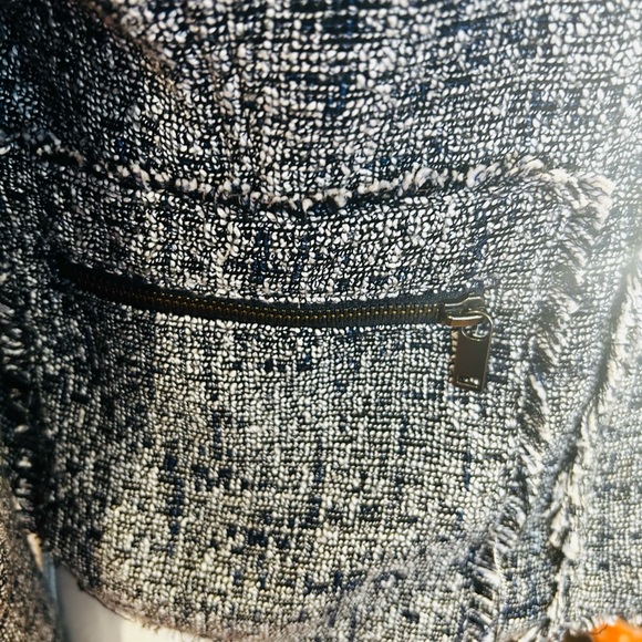 Banana Republic Navy & White Raw hem Tweed blazer/jacket size 6 - Picture 11 of 14
